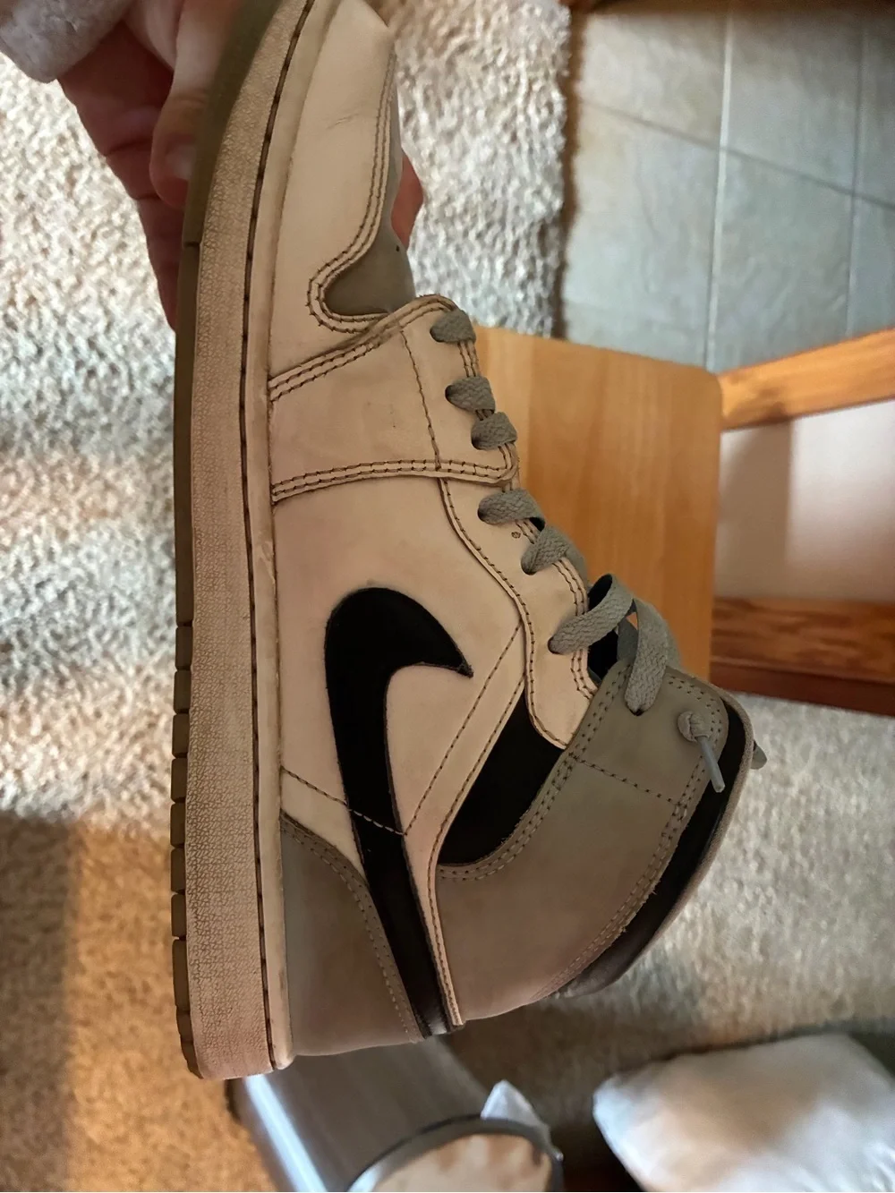 Nike Men’s High-Top Sneakers in White, Gray and Black